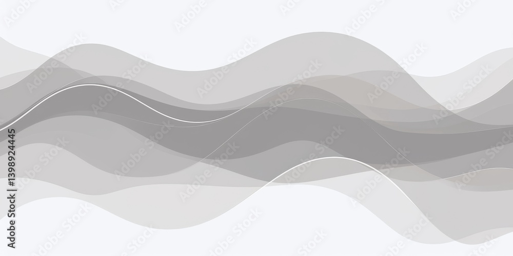 Poster abstract gray background with wavy lines and soft shapes