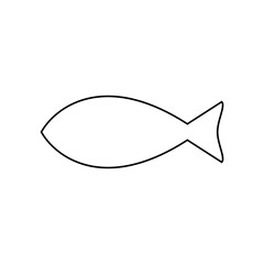 Fototapeta premium simple outline of a fish designed for kids drawing or coloring. black line fish isolated on white background, perfect for children's education, creative learning, and aquatic animal illustrations