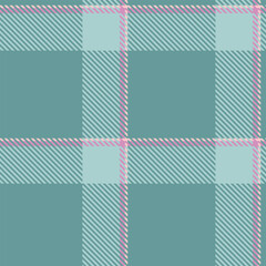 Print seamless plaid tartan, kitchen fabric texture pattern. Antique check background vector textile in light and teal colors.
