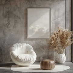 Serene Living Room Design with Cozy Chair and Modern Art