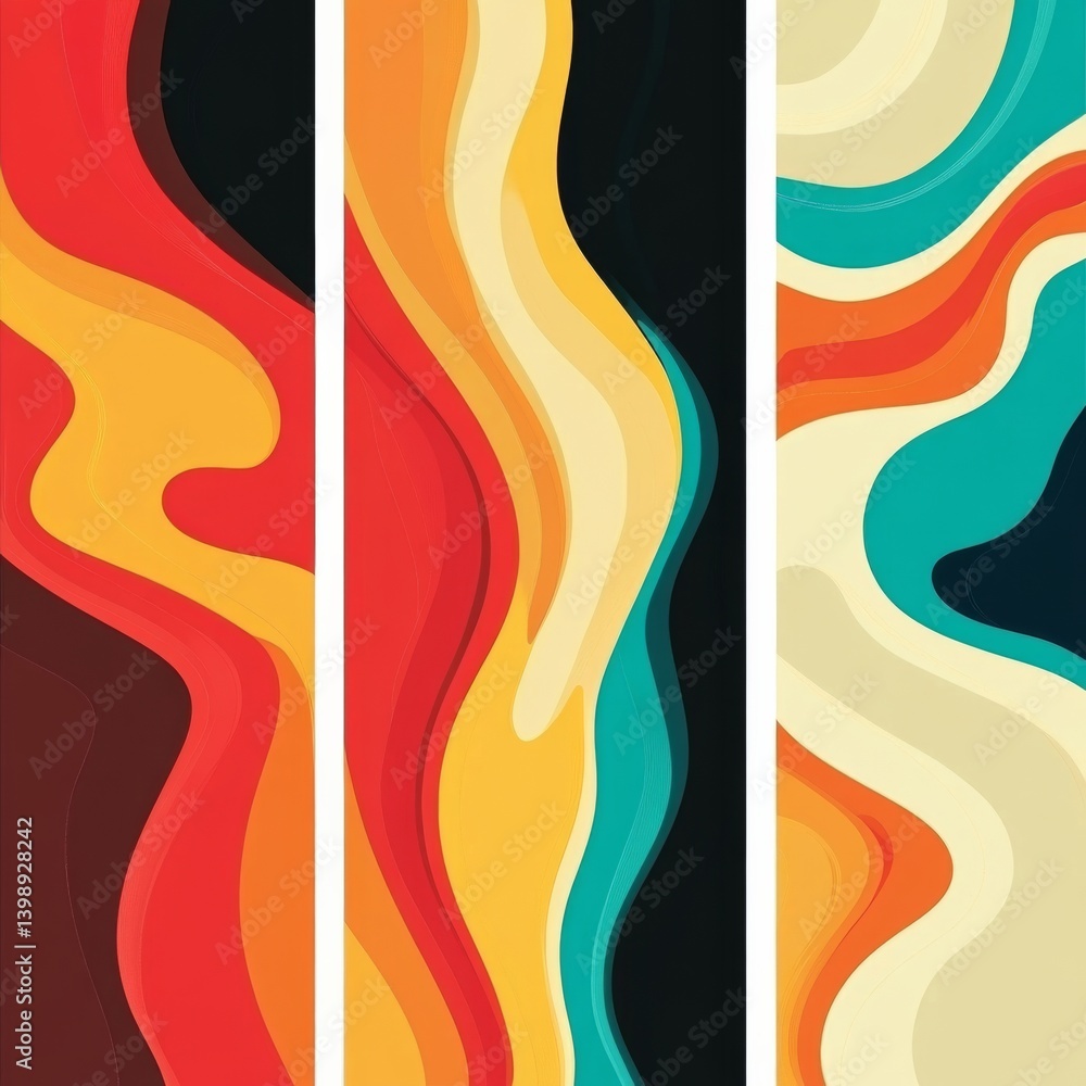 Poster abstract set vertical backgrounds with colorful waves.