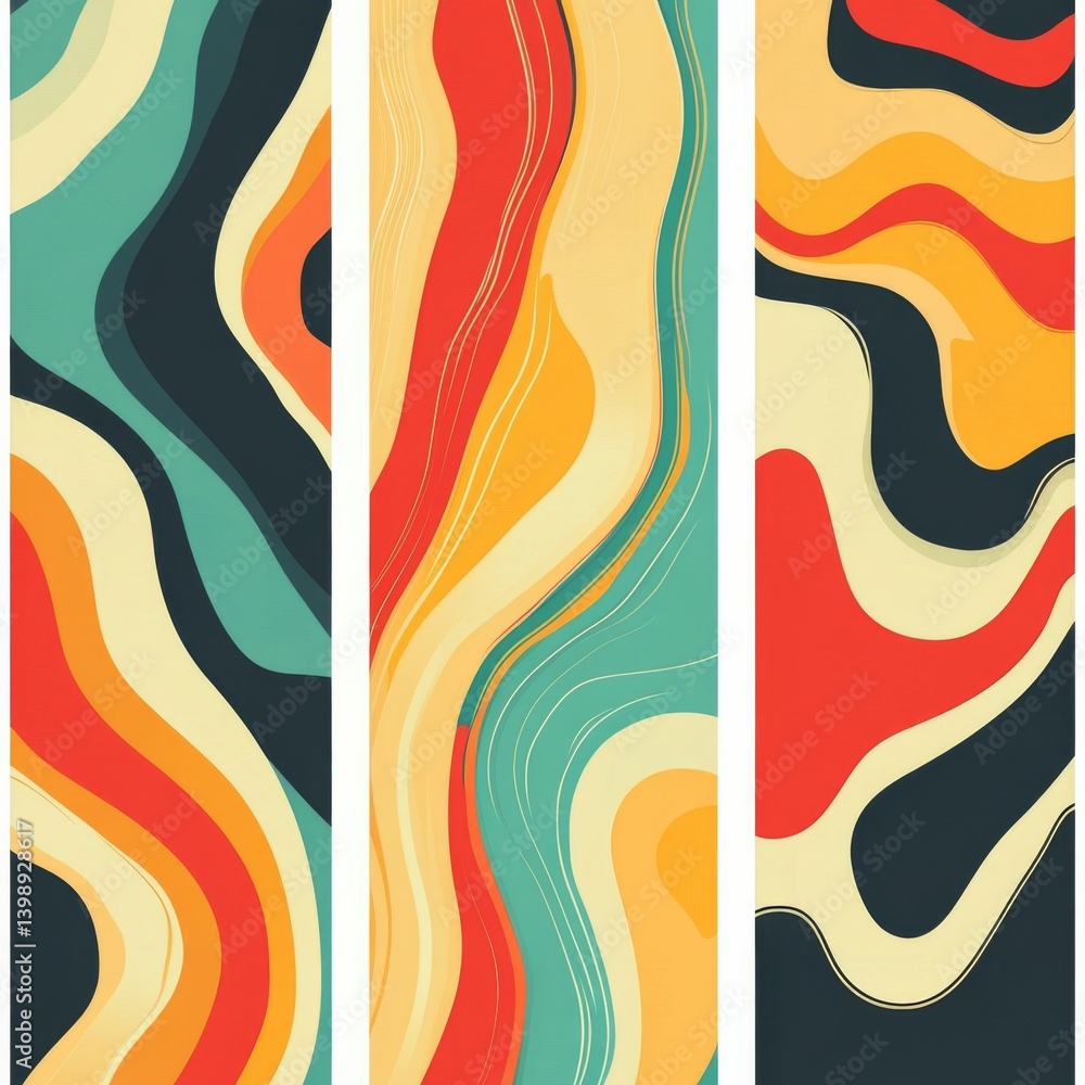 Poster abstract set vertical backgrounds with colorful waves.