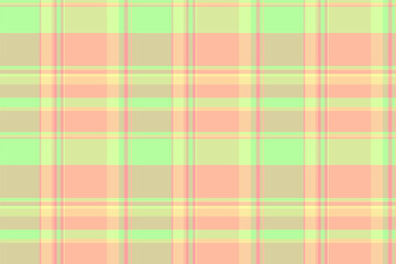 Store fabric texture vector, continuity seamless background check. 30s plaid pattern tartan textile in orange and light colors.