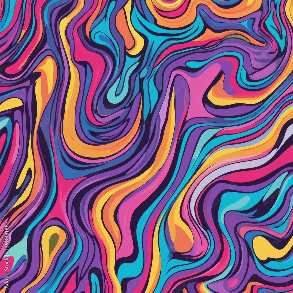 Poster abstract trippy hand-drawn groovy pattern vector design with fun vintage y2k wavy texture.