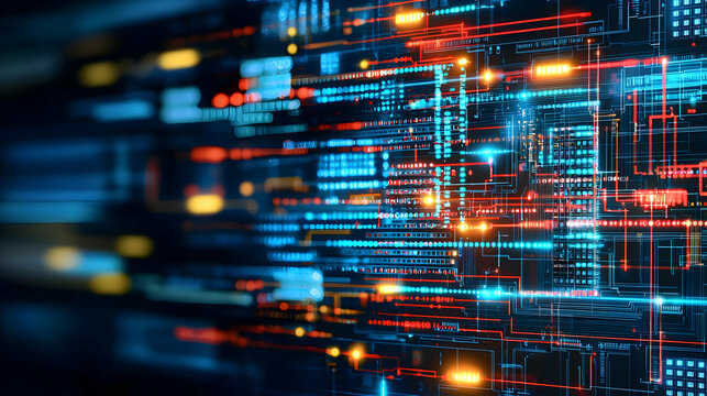 Abstract Digital Technology Background With Glowing Code
