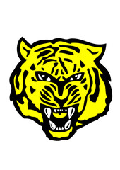 tigre face cartoon feroce croc gueule