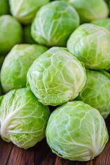 Fototapeta premium Fresh Green Brussels Sprouts Close Up Photo