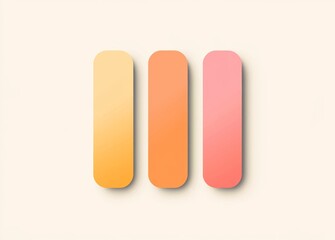 Minimalistic icon of color bars in light orange, pink, and beige, with a matte plastic texture and rounded edges