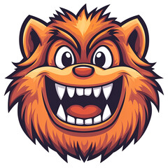 Cartoon Character Face of a Happy Orange Lion Mascot with a Big Smile and Playful Expression on a Transparent Background