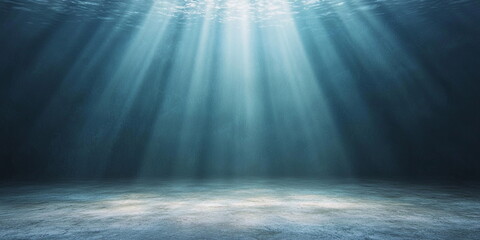 Obraz premium Underwater Light Rays Illuminating the Ocean Floor 