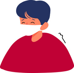 Boy character cough elbow right