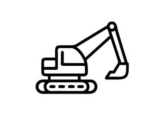 Fototapeta premium excavator. Pretty icons with black line drawings. Construction site.