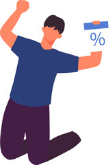 Happy people are jumping. Discounts and sales. Favorable shopping. Advertising promo.