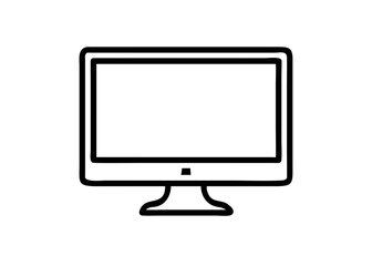 desktop pc. Cute icon with black line drawing.