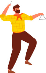 Festa Junina brazilian holiday festival party event. Hand drawn people dancing cheerful people, musicians and shops