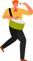 Festa Junina brazilian holiday festival party event. Hand drawn people dancing cheerful people, musicians and shops