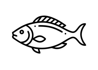 sea bream. fish icon. Cute icon with black line drawing.
