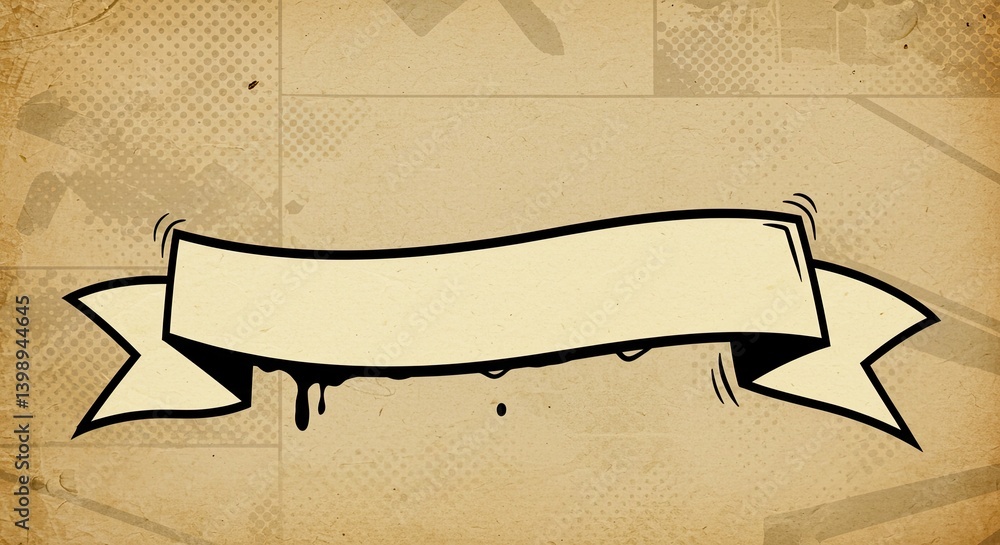 Poster grunge banner on textured parchment with empty space for text in a vintage style