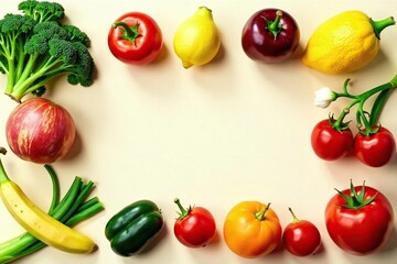 Assortment of organic fruits & vegetables isolated, agriculture, studio shot, white