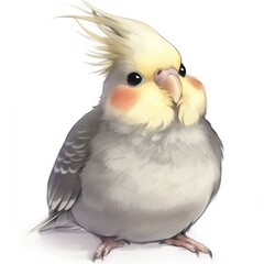 Obraz premium Cute, fluffy parakeet illustration