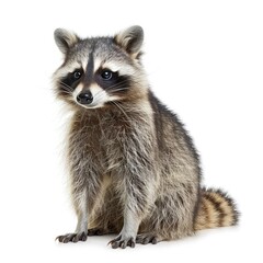 Raccoon portrait, attentive and fluffy