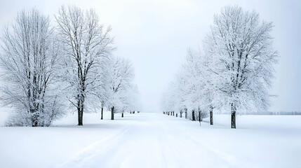 Obraz premium Snowy Winter Landscape With Trees