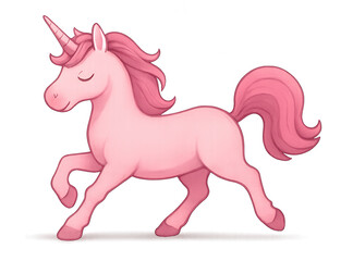 Fototapeta premium Pink unicorn trotting with transparent background