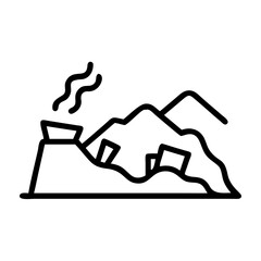 Garbage landfill icon with waste and environmental impact  