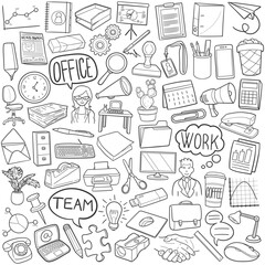 Office Work Doodle Icon Hand Draw Line Art	
