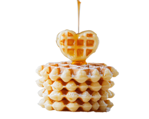 Minimalist Delights for International Waffle Day Heart-Shaped Waffles with Maple Syrup - Spring Brunch Styling and Digital Culinary Marketing for Food Industry Innovation