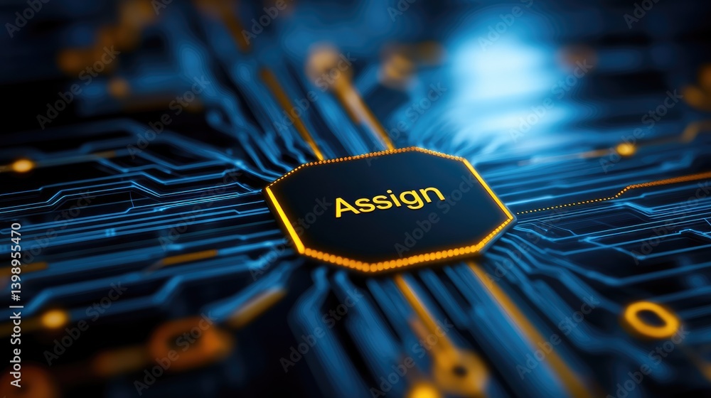 Poster digital assign task concept abstract circuit board technology