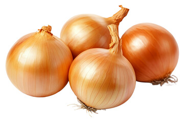 Pile of fresh onions close up on transparent background