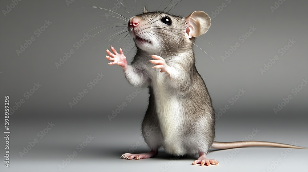 Aufkleber friendly and inquisitive small rat captured in a classic upright pose showcasing its adorable featur