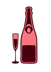 bouteille champagne verre flute