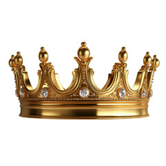 Golden crown with gems illustration on transparent background