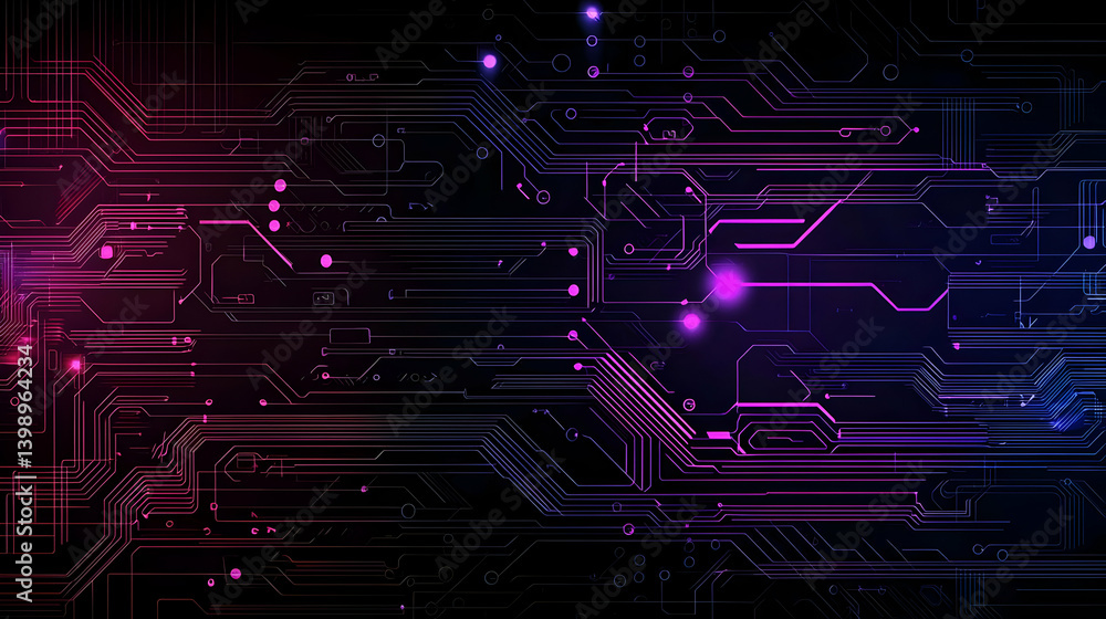 Poster abstract futuristic circuit board design with glowing lines and colors