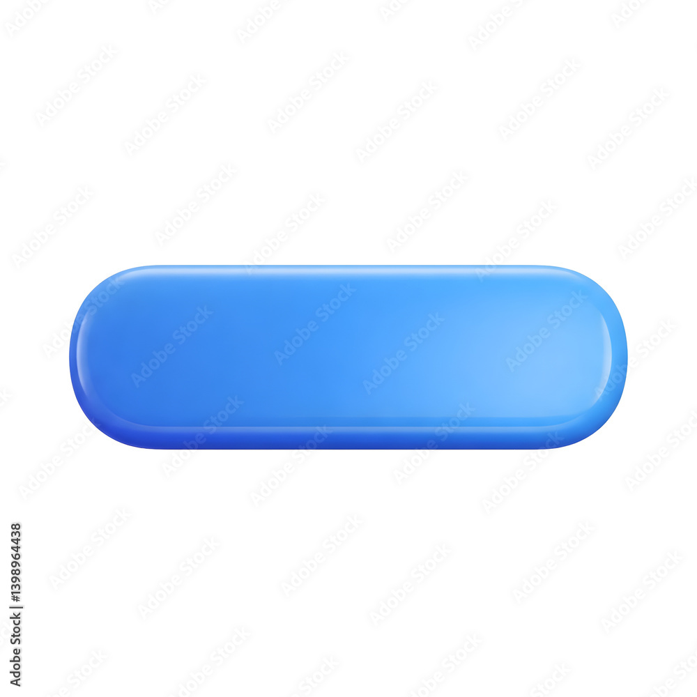 Poster 3d blue rounded button on transparent background
