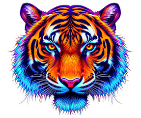 Fototapeta premium colorful tiger face, big cat wildlife animals vector on white background