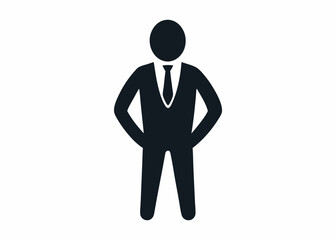 Business Icon: A minimalistic representation of a poised, confident businessman in a sharp suit, a timeless symbol of professional success and corporate acumen.