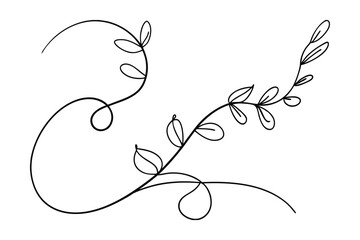 Elegant Botanical Illustration Featuring Delicate Branches And Leaves In A Minimalist One Line Style For Wedding And Invitation Design Resources