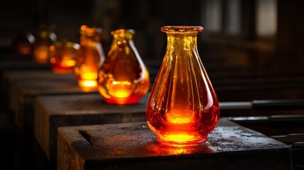Glowing Glass Artistry in Warm Tones