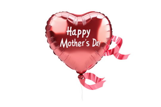 Heart balloon for mother's day on transparent background