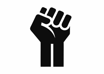Empowering Fist: A stark, powerful black fist raised high against a crisp background, representing resilience, solidarity, and strength.