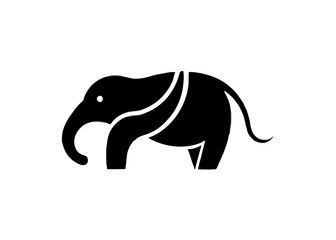 Obraz premium Elephant Silhouette: A minimalist yet elegant representation of an elephant, rendered in a stark black silhouette on a clear background.