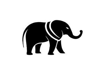 Obraz premium Elephant Silhouette: A sleek, black silhouette of a majestic elephant, showcasing its iconic features and strength, a symbol of wisdom and grace.