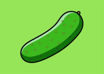 Cucumber fresh vegetable Illustration: A vibrant illustration of a crisp, green cucumber on a refreshing and appetizing green background.