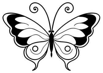 Butterfly Monochrome Illustration: A stunning monochrome illustration captures the delicate beauty of a butterfly, its intricate patterns and graceful form showcased in stark contrast.
