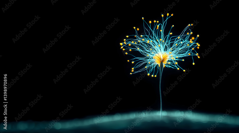 Poster abstract fireworks display in dark background
