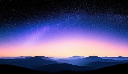 Starry night over misty mountains
