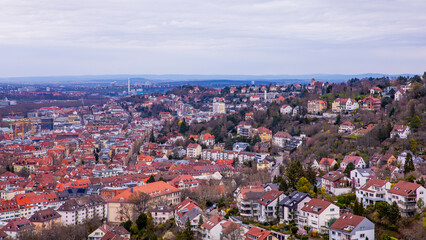 Aerial view panorama of the city of stuttgart